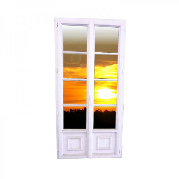 Porte fenêtre PVC blanche 215x100 cm, double vitrage