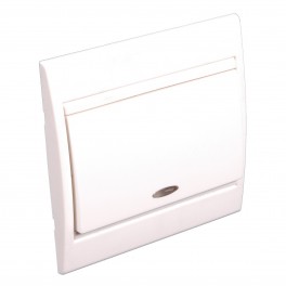 BOUTON POUSSOIR 6A BLANC AVEC VOYANT LUMINEUX