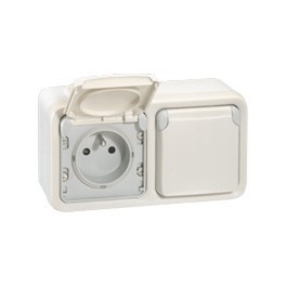 PLEXO 2x2P+T PRECABLEES HORIZONTAL 16A 250V BLANC