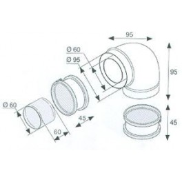 COUDE 90 DEGRE RALLONGE POUR VENTOUSE CONCENTRIQUE HORIZONTALE 60/100